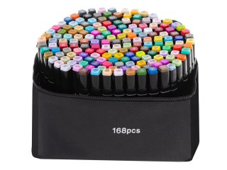Markery dwustronne alkoholowe w etui 168 sztuk