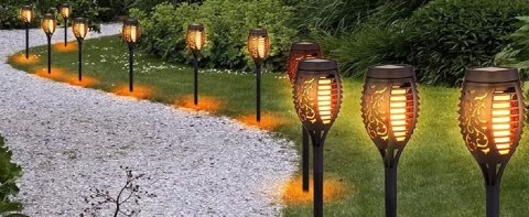 LAMPA SOLARNA OGRODOWA POCHODNIA LAMPKI SOLARNE DO OGRODU LED