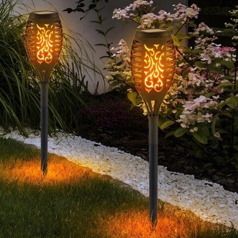 LAMPA SOLARNA OGRODOWA POCHODNIA LAMPKI SOLARNE DO OGRODU LED