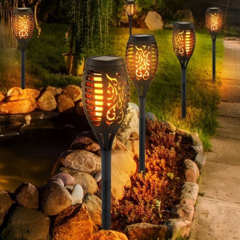 LAMPA SOLARNA OGRODOWA POCHODNIA LAMPKI SOLARNE DO OGRODU LED