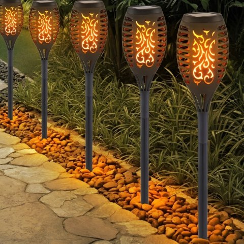 LAMPA SOLARNA OGRODOWA POCHODNIA LAMPKI SOLARNE DO OGRODU LED