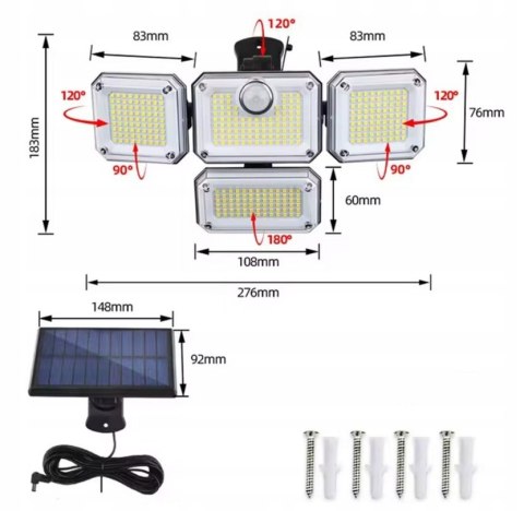 Lampa solarna 4 strony split 1+1 + pilot (24)