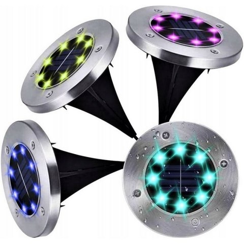 Lampki ogrodowe solar dysk rgb 8 led