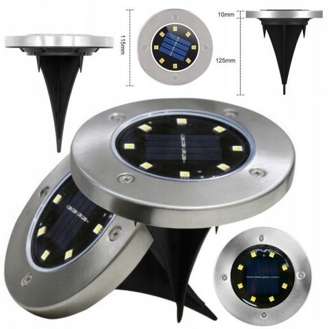Lampki ogrodowe solar dysk rgb 8 led