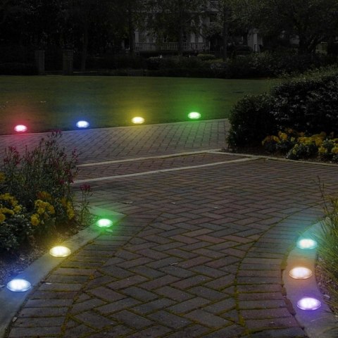 Lampki ogrodowe solar dysk rgb 8 led