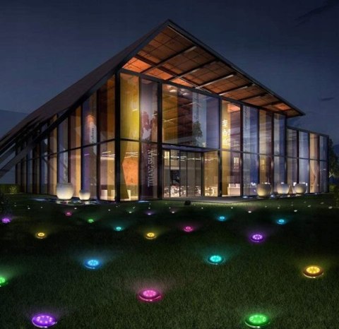 Lampki ogrodowe solar dysk rgb 8 led