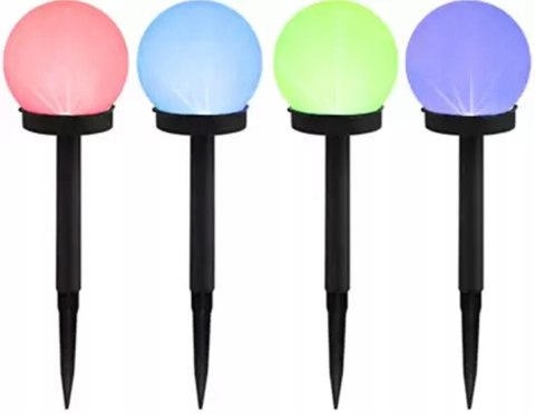 Lampki ogrodowe solar wbijana kula rgb 10 cm