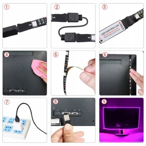 Taśma led 1m tv rgb + pilot