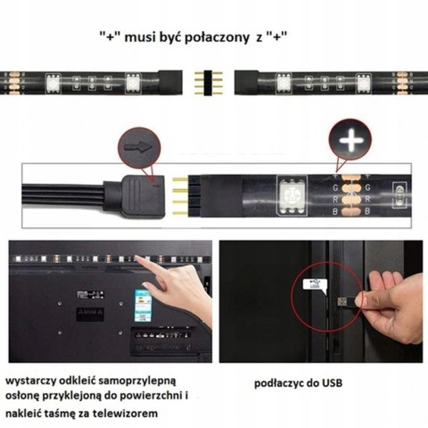 Taśma led 1m tv rgb + pilot