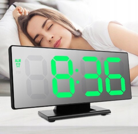 Zegar budzik led lustro
