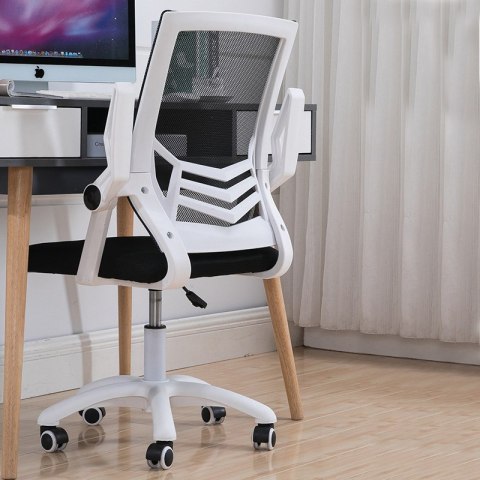 Ergonomiczny obrotowy fotel biurowy, krzesło z siatki- biało/czarny