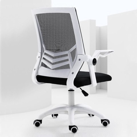 Ergonomiczny obrotowy fotel biurowy, krzesło z siatki- biało/czarny