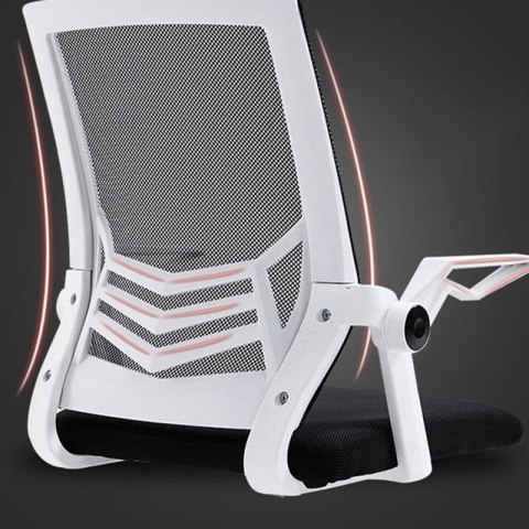 Ergonomiczny obrotowy fotel biurowy, krzesło z siatki- biało/czarny