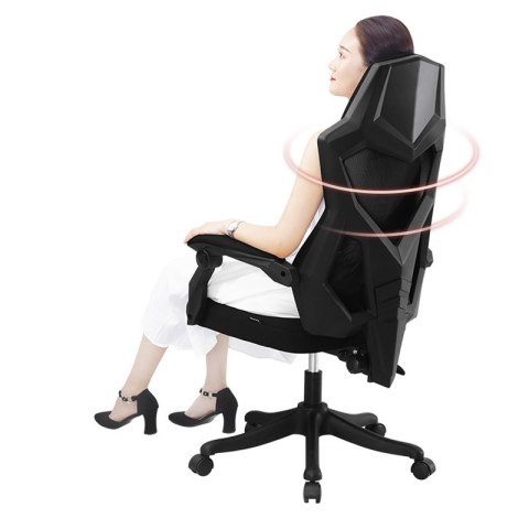 Ergonomiczny, obrotowy fotel biurowy, krzesło z zagłówkiem i podnóżkiem - biały