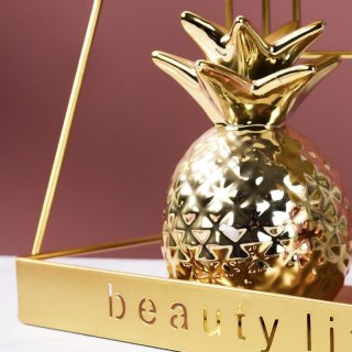 Metalowa, dwupoziomowa półka styl LOFT na kosmetyki BEAUTY LIFE - złota