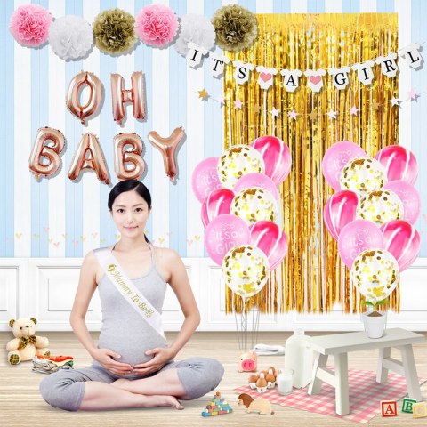 Zestaw balonów i rekwizytów na Baby Shower- "IT'S A BOY"
