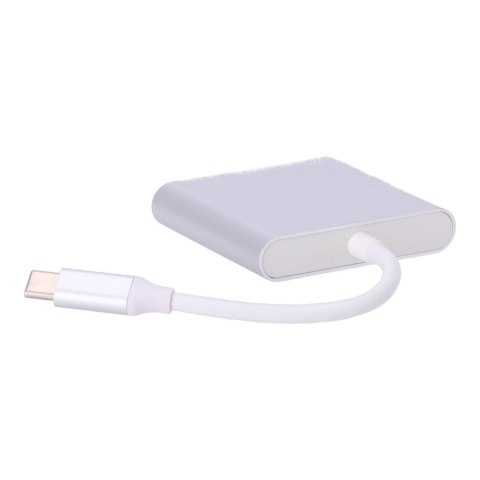 Adapter aluminiowy HUB 3w1 USB-C na HDMI 4K, USB 3.1, USB-C - srebrny