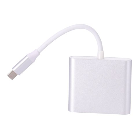 Adapter aluminiowy HUB 3w1 USB-C na HDMI 4K, USB 3.1, USB-C - srebrny