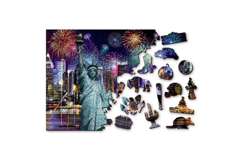 Drewniane Puzzle z figurkami - Nowy Jork nocą rozm. XL, 1000 elementów