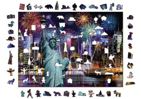 Drewniane Puzzle z figurkami - Nowy Jork nocą rozm. XL, 1000 elementów