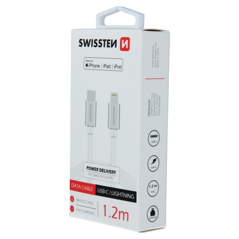 Kabel / Przewód USB-C / Lightning MFI 1.2 m Swissten - srebrny
