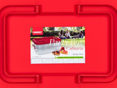 Party box pojemnik na ciasto CULINARIA 40 x 28 x 17,8 cm, czerwona pokrywa