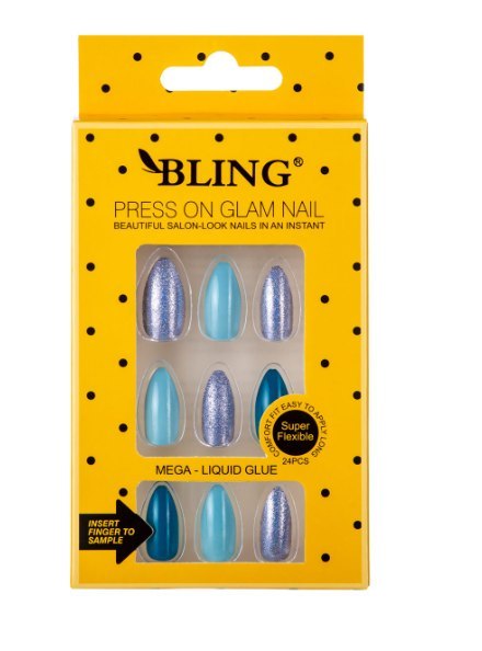 Sztuczne paznokcie, Tipsy BLING (24 szt.) - glamour, wzór V