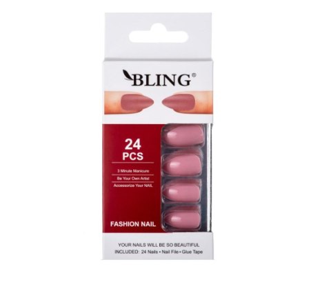 Sztuczne paznokcie, Tipsy BLING Fashion Nail (24 szt.) - brudny róż