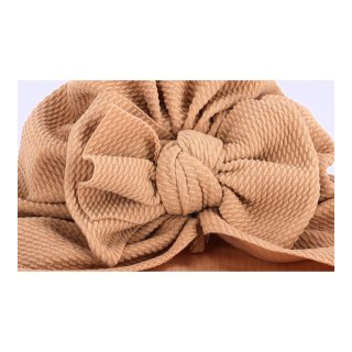Turban niemowlęcy z kokardką, czapka dziewczęca - jasnobrązowy