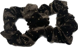 Welurowa gumka do włosów scrunchie BLING 2szt. - ze złotymi kamyczkamim, brązowa