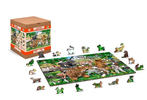 Drewniane Puzzle z figurkami - Maluchy na farmie rozm. M, 200 elementów
