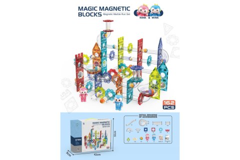 Magnetyczne klocki konstrukcyjne - Tory - zestaw 162 elementów