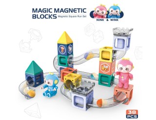 Magnetyczne klocki konstrukcyjne - Tory - zestaw 38 elementów