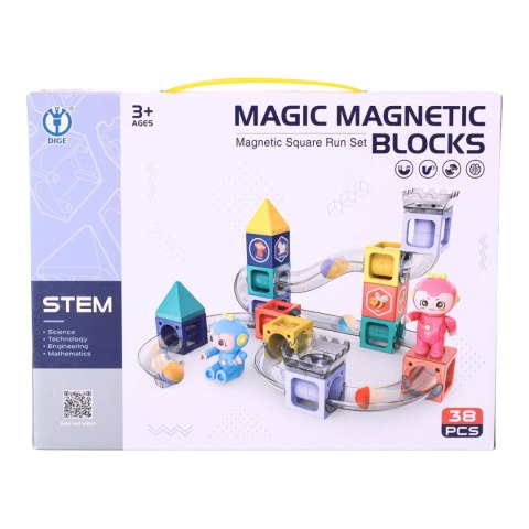 Magnetyczne klocki konstrukcyjne - Tory - zestaw 38 elementów