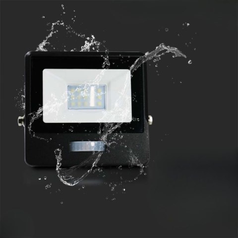 Naświetlacz LED SMD 10W z Czujnikiem Ruchu Barwa 4000K, Obudowa Czarna - V-TAC
