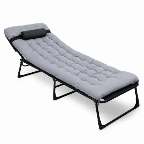 Składane łóżko turystyczne BIZNESOWE, polowe, kanadyjka PREMIUM 200x68 cm- kolor czarno-szary