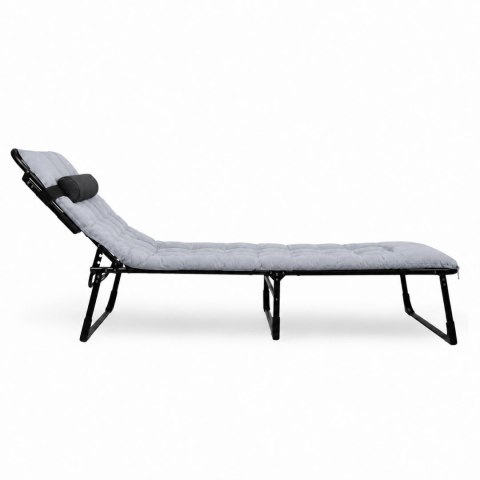 Składane łóżko turystyczne BIZNESOWE, polowe, kanadyjka PREMIUM 200x68 cm- kolor czarno-szary