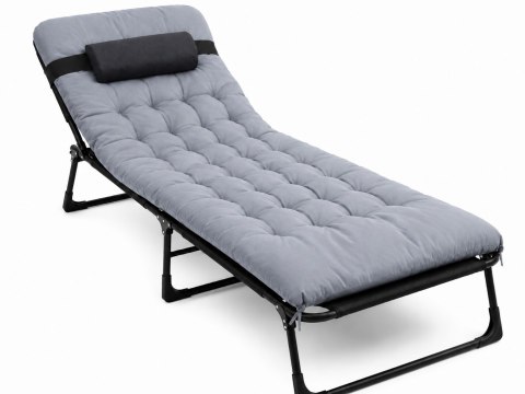 Składane łóżko turystyczne BIZNESOWE, polowe, kanadyjka PREMIUM 200x68 cm- kolor czarno-szary