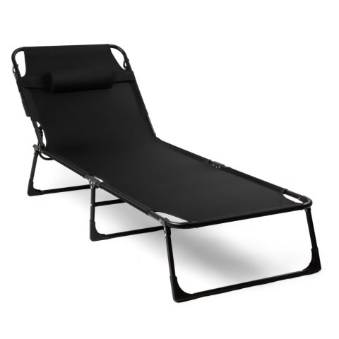 Składane łóżko turystyczne BIZNESOWE, polowe, kanadyjka PREMIUM 200x68 cm- kolor czarno-szary