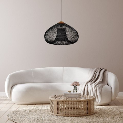 Sufitowa naturalna lampa rattanowa wisząca - 50 cm - czarna