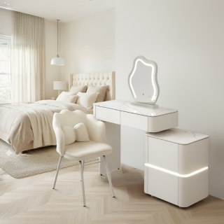 Toaletka kosmetyczna LED/ Komplet mebli blat 80 cm- Lilia - kolor biały