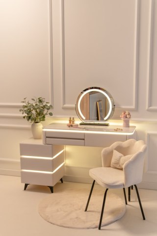 Toaletka kosmetyczna LED Marmurek/ Komplet mebli blat 80 cm Ana - kolor biały