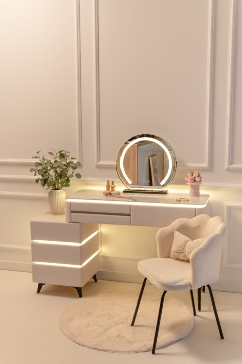 Toaletka kosmetyczna LED Marmurek/ Komplet mebli blat 80 cm Ana - kolor biały