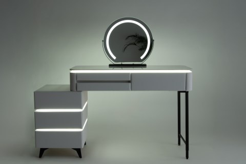 Toaletka kosmetyczna LED Marmurek/ Komplet mebli blat 80 cm Ana - kolor biały