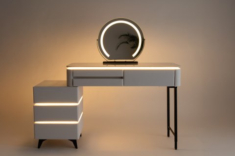 Toaletka kosmetyczna LED Marmurek/ Komplet mebli blat 80 cm Ana - kolor biały