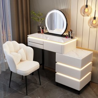 Toaletka kosmetyczna LED Marmurek/ Komplet mebli blat 80 cm Ana - kolor biały