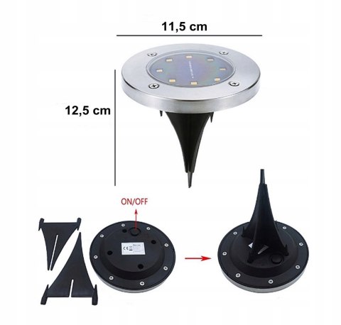 LAMPKA OGRODOWA SOLARNA DYSK LED WBIJANA NAJAZDOWA GRUNTOWE LAMPY DYSKI