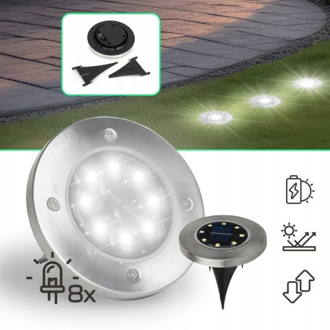 LAMPKA OGRODOWA SOLARNA DYSK LED WBIJANA NAJAZDOWA GRUNTOWE LAMPY DYSKI