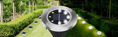 LAMPKA OGRODOWA SOLARNA DYSK LED WBIJANA NAJAZDOWA GRUNTOWE LAMPY DYSKI