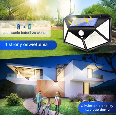 Lampa solarna 100 led 4 strony